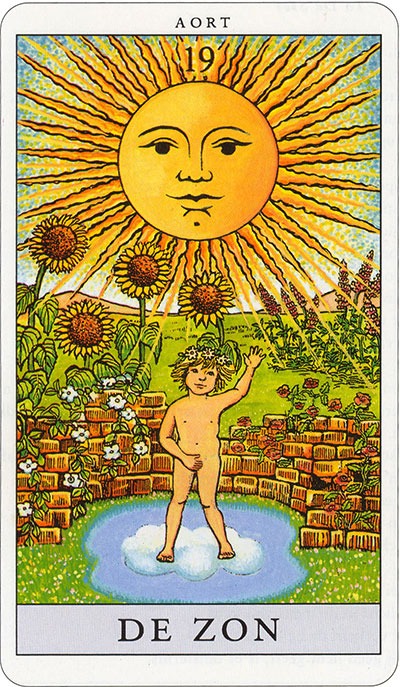 Tarotkaart 22 De Zon 19 grote Arcana